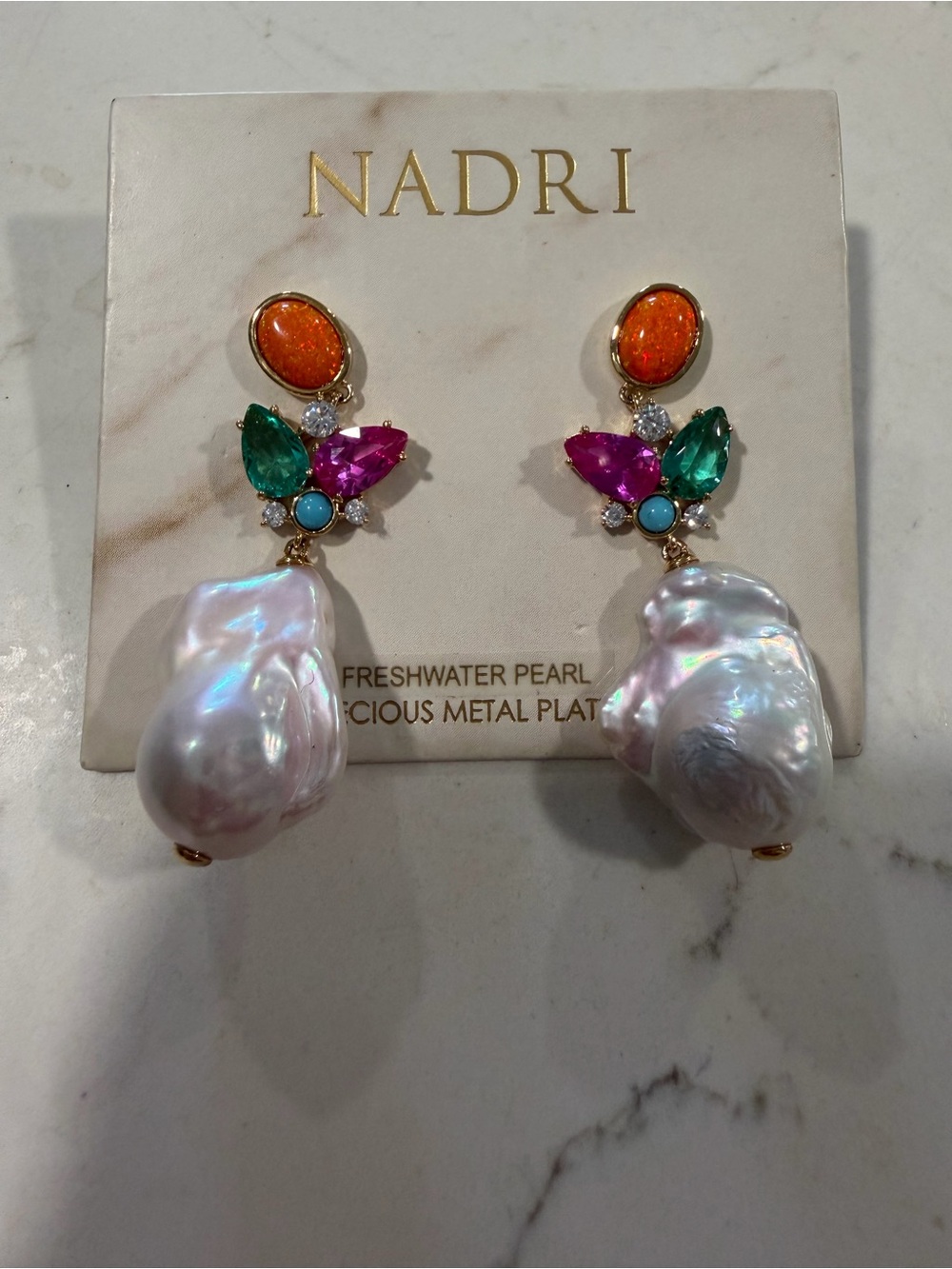 Nadri Multicolor 1 /2”Freshwater Pearl Drop Earrings